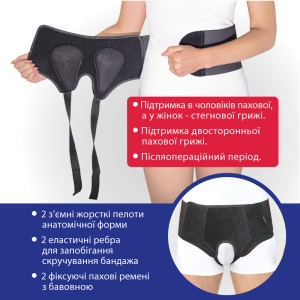 Бандаж протигрижовий паховий "Люкс" (універсальний), Торос Груп Тип 355 (чорний)
