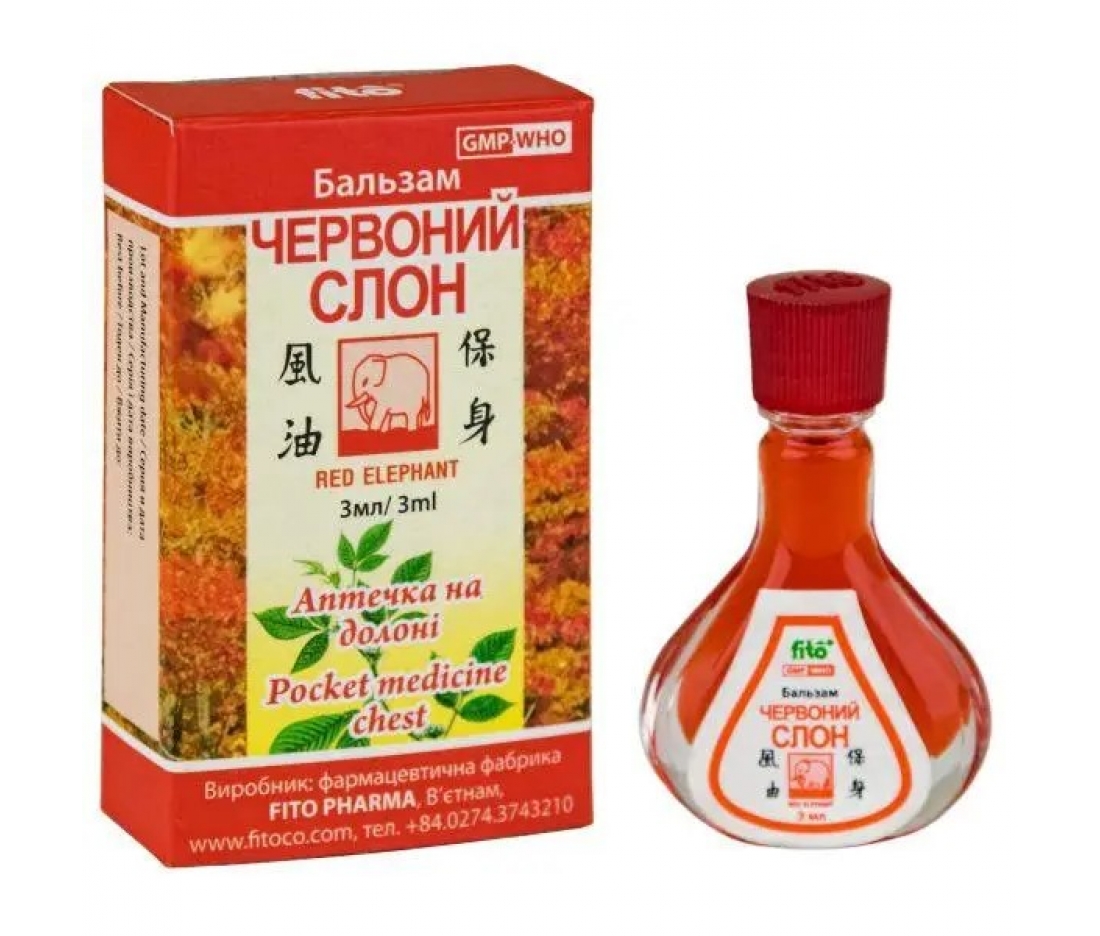 Бальзам "Червоний слон" (при простудних захворюваннях) Fito Pharma, 3 мл Бальзам "Червоний слон" (при простудних захворюваннях) Fito Pharma, 3 мл