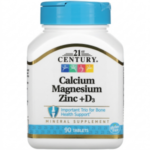 Кальцій магній цинк та вітамін Д3 21st Century Calcium Magnesium Zinc+D3 90 таблеток Кальцій магній цинк та вітамін Д3 21st Century Calcium Magnesium Zinc+D3 90 таблеток