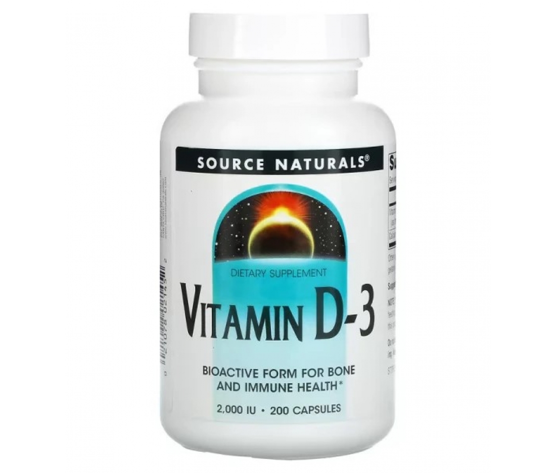 Вітамін D3 для здоров'я кісток, Source Naturals Vitamin D-3 2000 IU 50 мкг (200 капсул)
