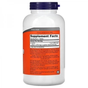 L-лізин Now Foods L-Lysine 1000 mg (250 таблеток)