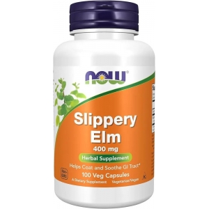 Слизький в'яз, при запаленні слизових оболонок, Now Foods Slippery Elm 400 mg (100 капсул)
