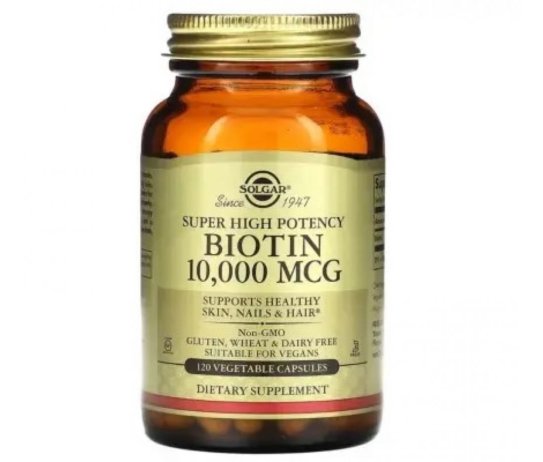 Біотин для здоров'я шкіри, нігтів та волосся, Solgar Biotin 10,000 mcg (120 капсул)
