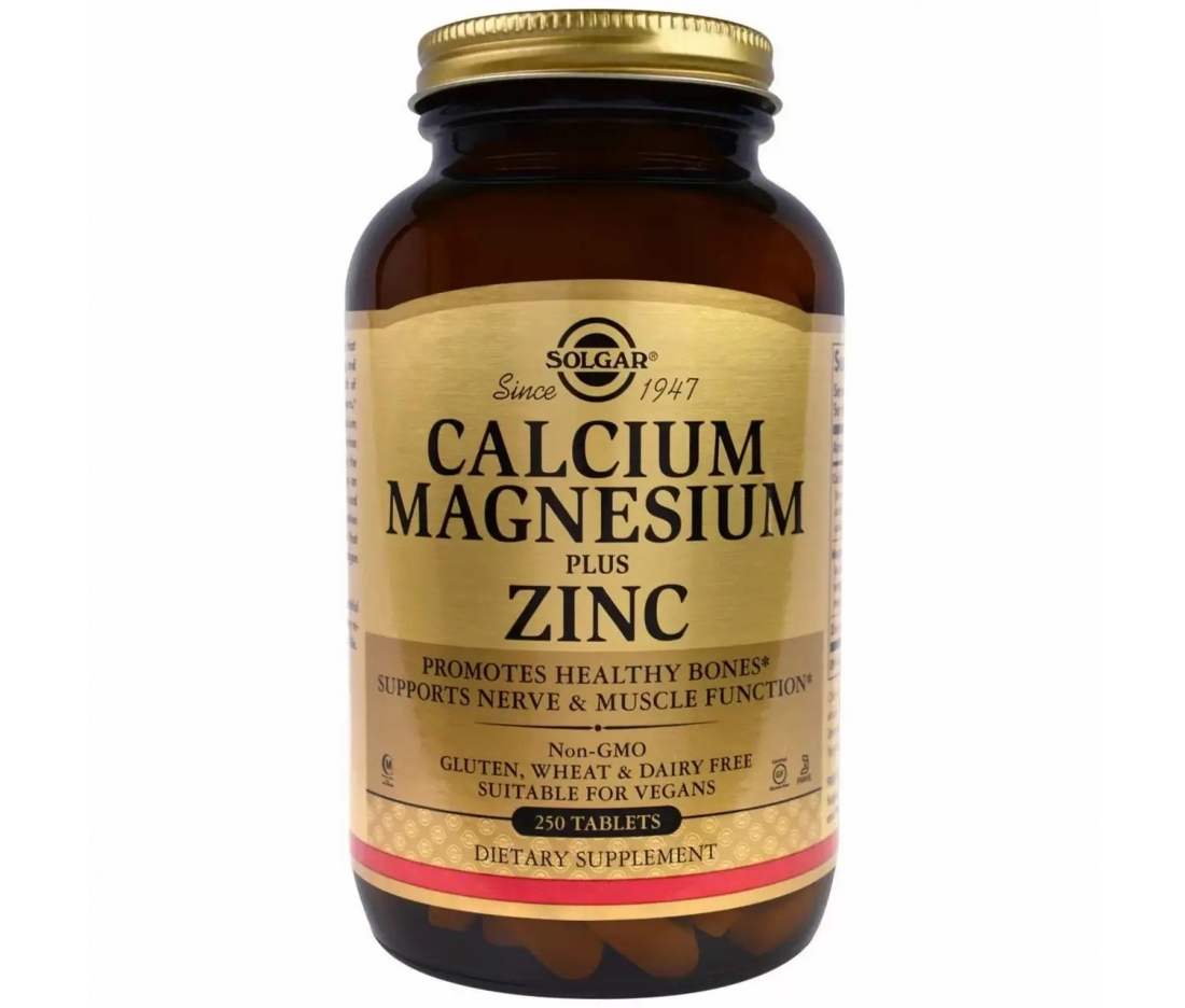 Комплекс кальцію та магнію з цинком, Solgar Calcium Magnesium + zinc (250 таблеток)