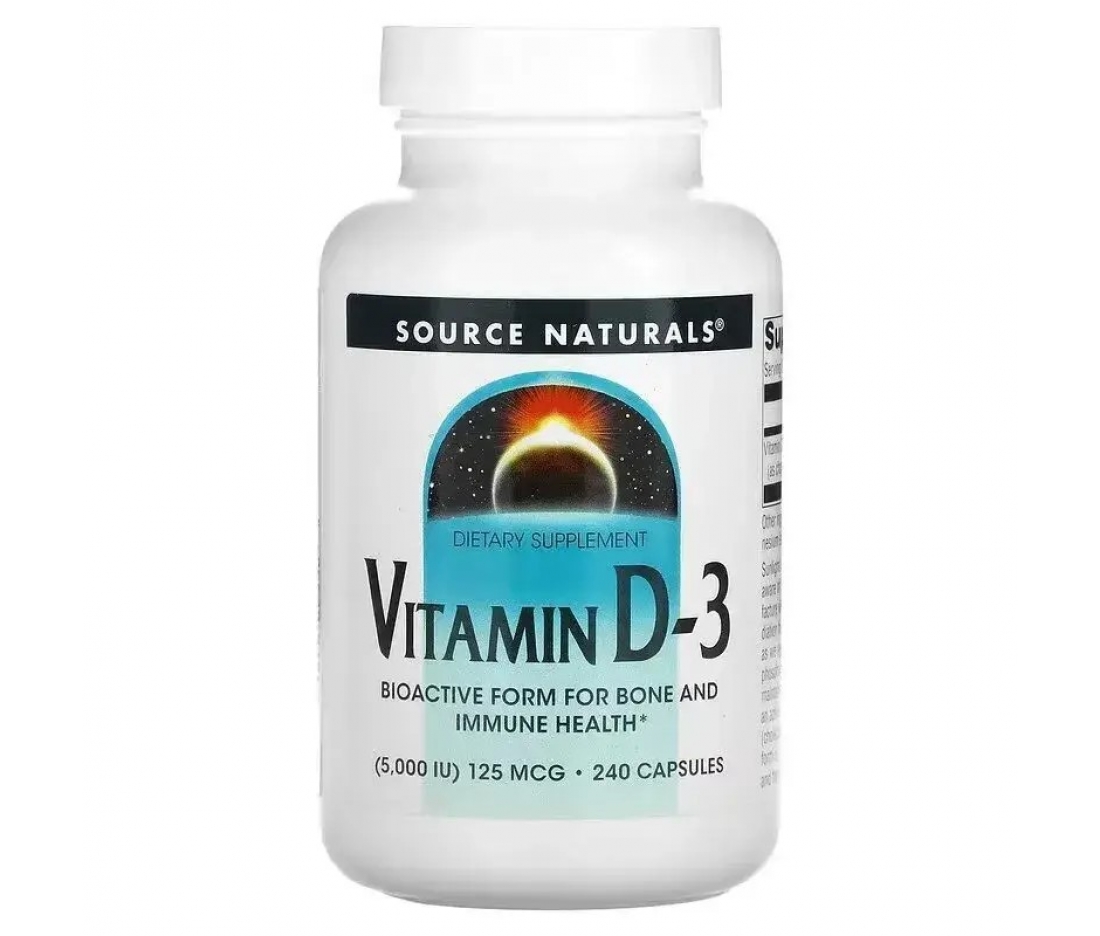 Вітамін D3 для здоров'я кісток, Source Naturals Vitamin D-3 5000 IU 125 мкг (240 капсул)