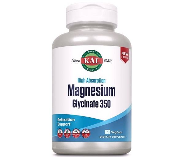 Магній гліцинат з високою абсорбцією KAL Magnesium Glycinate 350 mg (160 капсул)