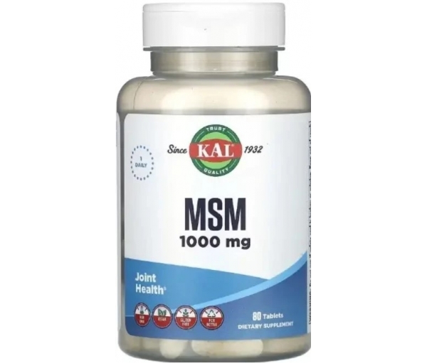 Метилсульфонілметан (МСМ) для зменшення болю в суглобах, KAL MSM 1000 mg (80 таблеток)