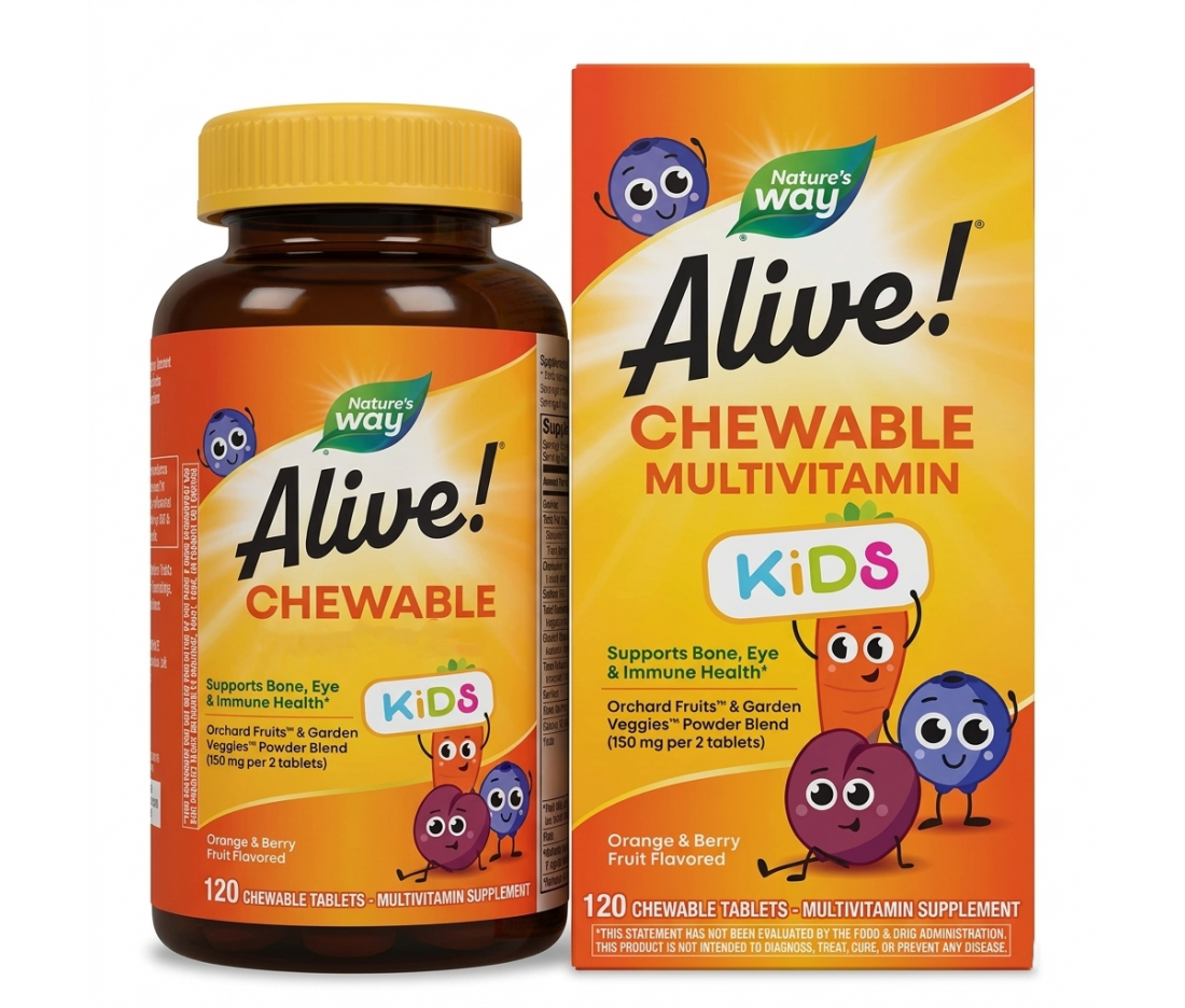 Мультивітаміни для дітей Nature's Way Alive! Kids 120 жувальних таблеток - вишня, апельсин, виноград