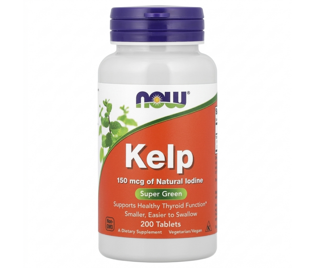 Натуральний йод (ламінарія) Now Foods Kelp 150 мкг 200 таблеток