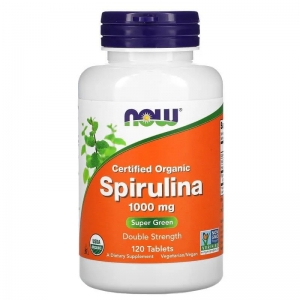 Спіруліна органічна біодобавка Now Foods Spirulina 1000 mg 120 таблеток