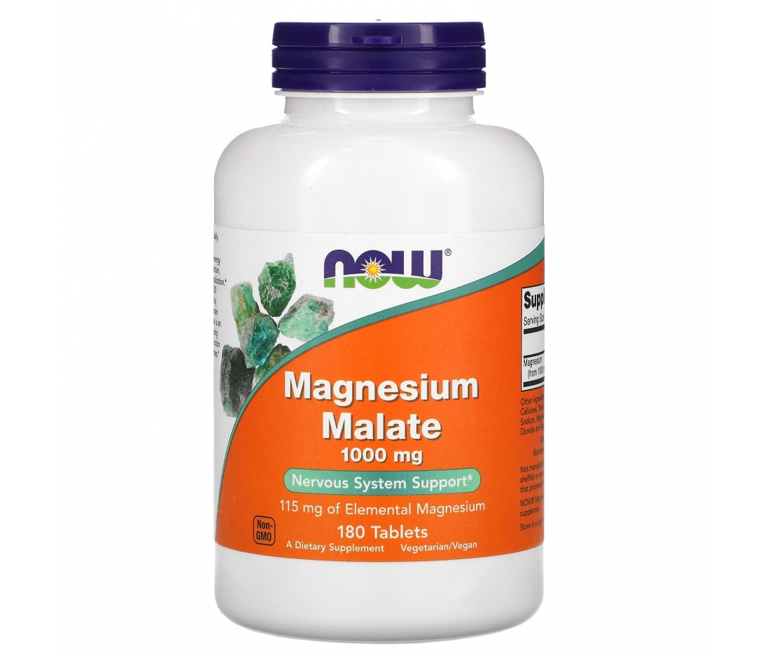 Магній малат Now Foods Magnesium Malate 1000 mg (180 таблеток)