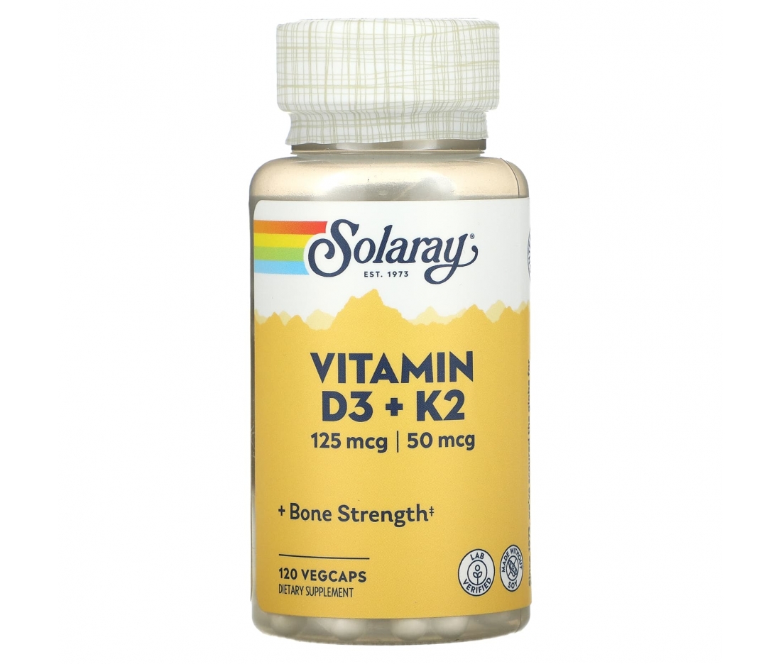 Вітамін D3 + K2 Solaray Vitamin D-3 K-2 (120 капсул)