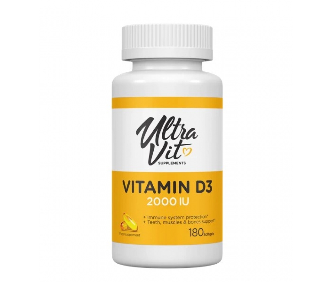 Вітамін D3 для здоров'я кісток UltraVit Vitamin D3 2000IU (180 капсул)